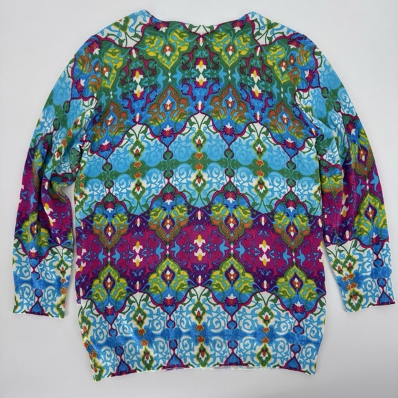 Joseph A Cardigan Sweater M Multicolor Boho Psychedelic Kaleidoscopic Festival - Picture 7 of 8